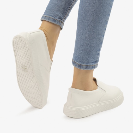 MOCASINI Sport din PIELE ECOLOGICA LF0965 CULOARE: ALB - Img 4