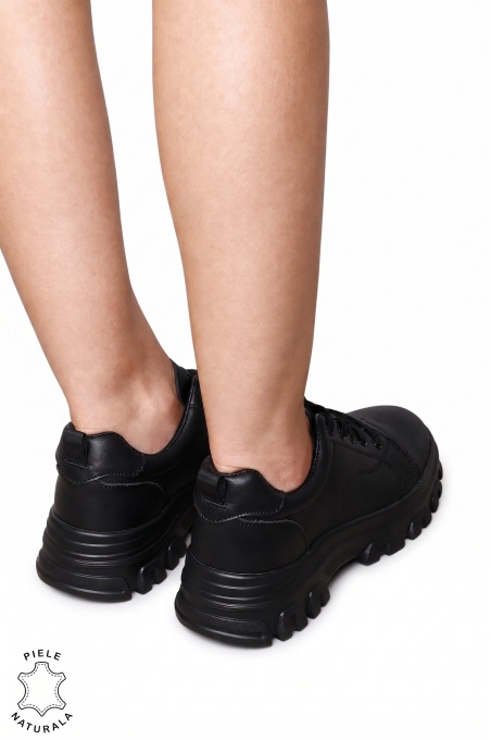 Pantofi casual confortabili din piele naturală LF1818 Negru - Img 3