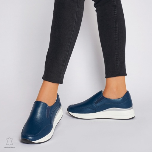 Pantofi Casual dama din Piele naturala CU INCHIDERE SLIP-ON LF1235 NAVY - Img 3