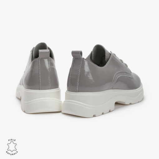 Pantofi casual dama din Piele naturală lacuiti LF0110 GRI - Img 3