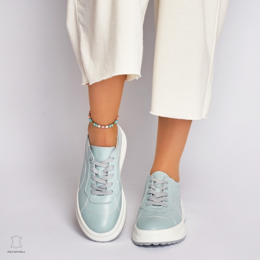 Pantofi casual dama din piele naturala LF0006 ALBASTRU - Img 2