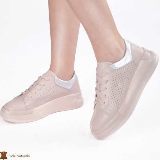 Pantofi Casual Dama din Piele naturală LF0117 ROZ - Img 2