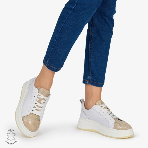 Pantofi Casual DAMA din PIELE Naturala LF0947 CULOARE: ALB - Img 2