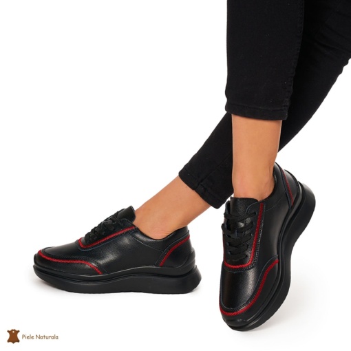 Pantofi casual dama din Piele naturală LF1325 NEGRU - Img 2