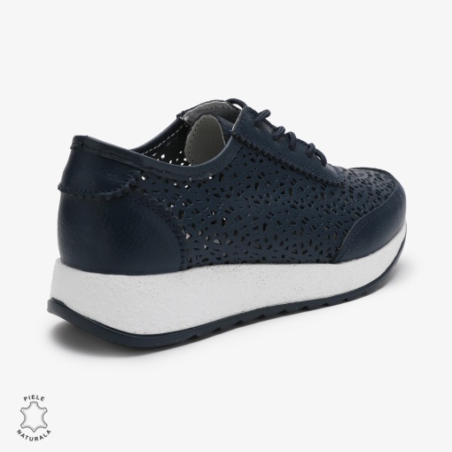Pantofi casual dama din Piele Naturala Perforati cu model LF0714 BLEUMARIN - Img 3