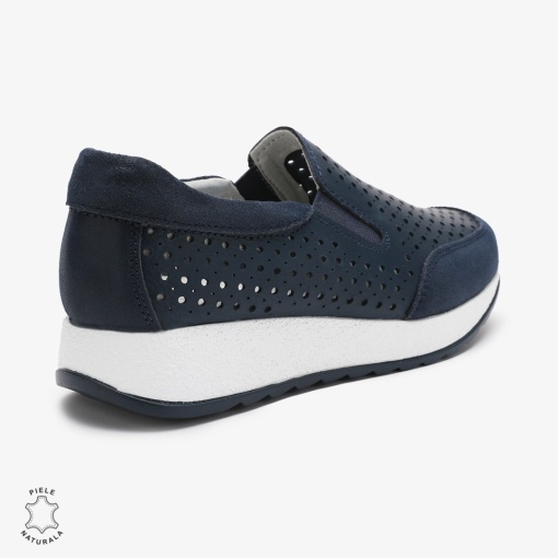 Pantofi Casual dama din Piele Naturala Perforati LF0711 NAVY - Img 3