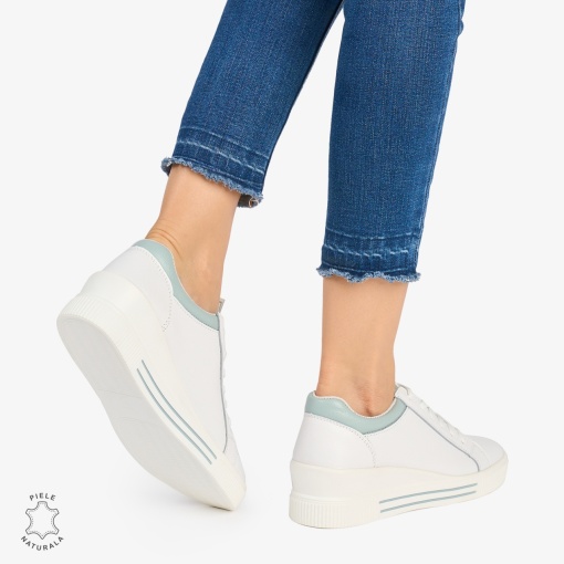Pantofi casual dama piele naturala cu talpa inalta LF0871 ALB - Img 3