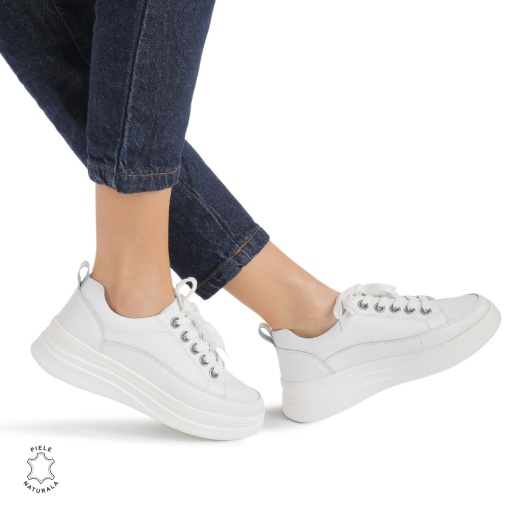 Pantofi casual dama piele naturala LF0869 ALB - Img 2
