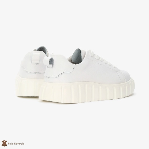 Pantofi Casual de dama din Piele naturala cu talpa groasa LF0492 ALB - Img 3