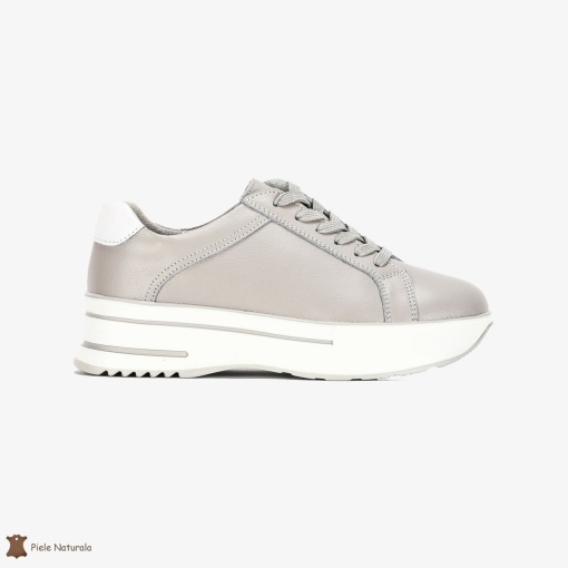 Pantofi Casual de dama din Piele naturala cu talpa groasa LF0493 GRI - Img 2