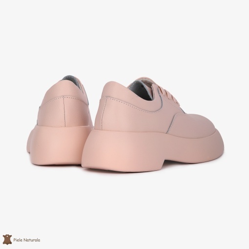 Pantofi Casual de dama din Piele naturala cu talpa groasa LF0524 ROZ - Img 3