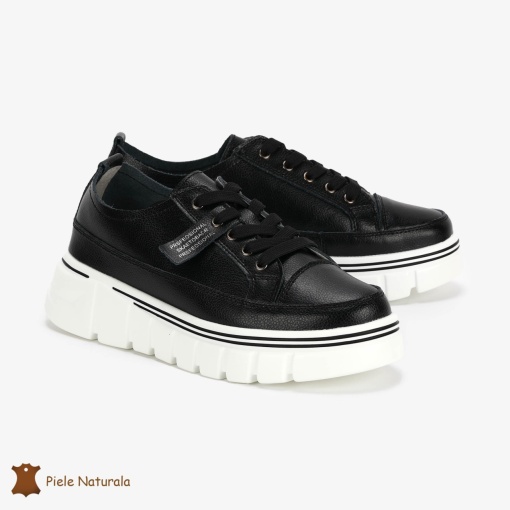 Pantofi Casual de dama din Piele naturala Interior confortabil LF0488 Negru - Img 2