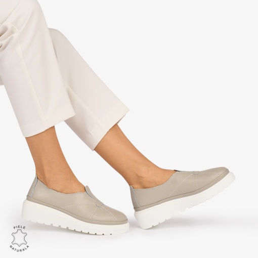 Pantofi Casual de dama din Piele Naturala LF0918 GRI - Img 4