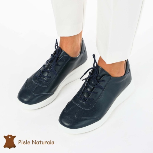 Pantofi casual elegante de dama din piele naturala LF0221 BLEUMARIN - Img 3