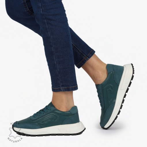Pantofi casual piele naturala CU MODEL LATERAL LF1304 VERDE - Img 2