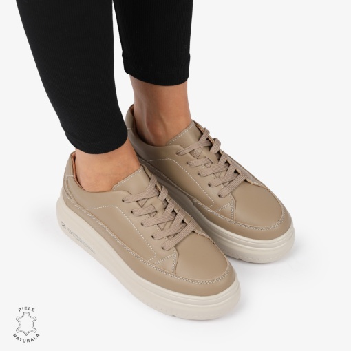 Pantofi CASUAL PIELE NATURALA LF1271 khaki - Img 2