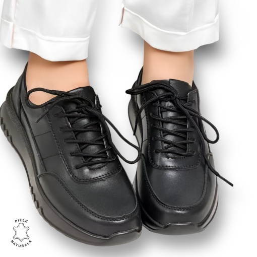 Pantofi casual piele naturala LF886 NEGRU - Img 3