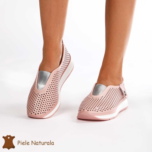 Pantofi Perforati Dama Piele naturală LF0098 ROZ - Img 2