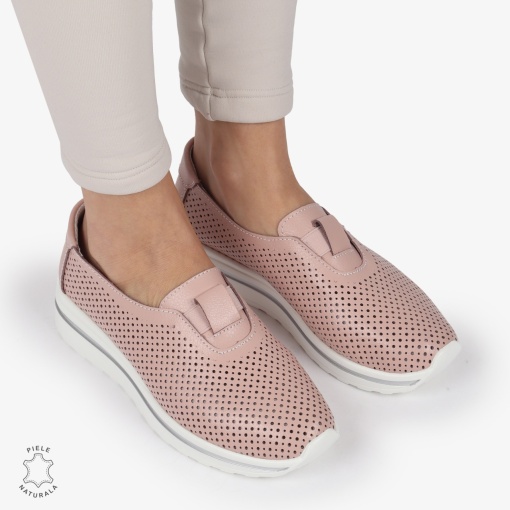 Pantofi Perforati Dama Piele naturală LF0104 ROZ - Img 2