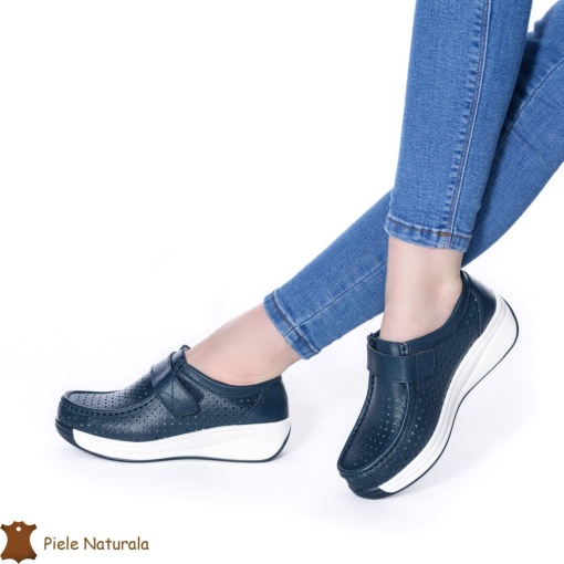 Pantofi Perforati Dama Piele naturală LF0106 NAVY - Img 2
