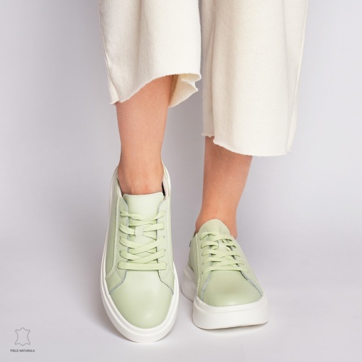 Pantofii casual de dama din piele naturală cu șiret comozi și versatili LF1447 - Img 3