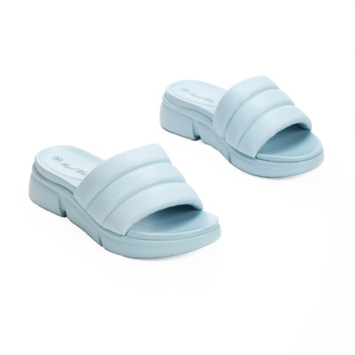 Papuci dama din Piele Ecologica albastri LF0212 - Img 3