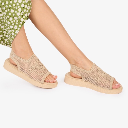 SANDALE dama DIN TEXTIL CU MODEL LF1017 Culoare: BEJ - Img 3