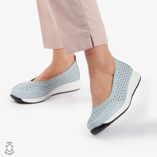 Balerini dama din Piele Naturala Slip-On LF0721 ALBASTRU - Img 3