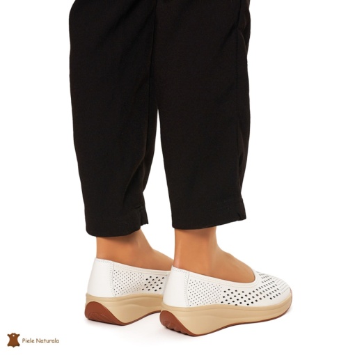 Balerini Dama Piele Naturala Slip-on LF0076 ALB - Img 4