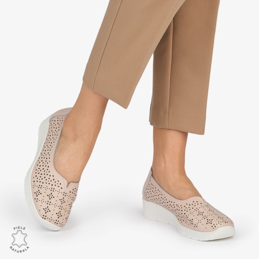 BALERINI din PIELE NATURALA PERFORATA LF1040 CULOARE: ROZ - Img 2