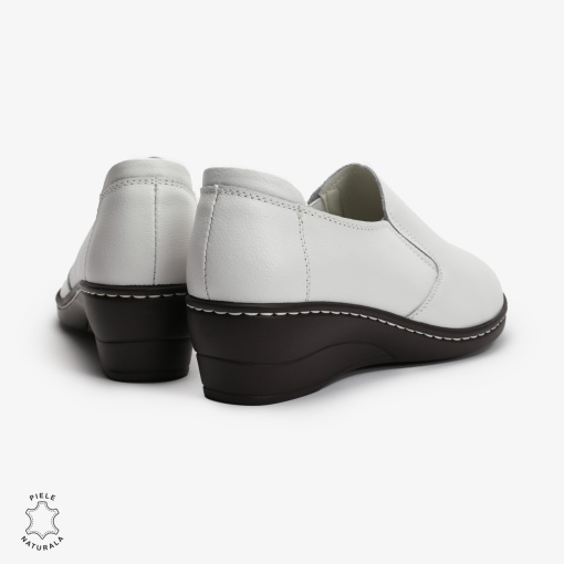 Mocasini Dama din Piele naturală LF0118 Alb - Img 3