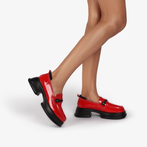 Mocasini dama din Piele Naturala LF0841 ROSU - Img 3