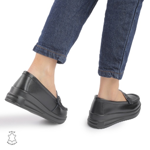 Mocasini DAMA din PIELE Naturala LF0941 CULOARE: Negru - Img 3