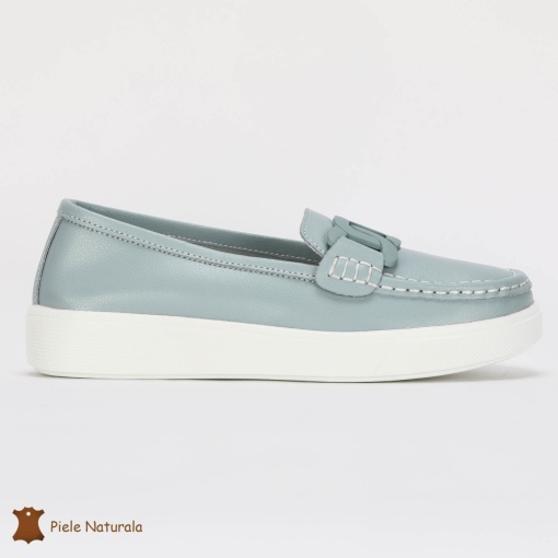 Mocasini Dama Piele Naturala cu talpa plata LF0206 ALBASTRU - Img 2