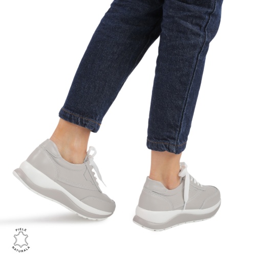 Pantofi Casual dama din Piele Naturala LF0855 GRI - Img 3