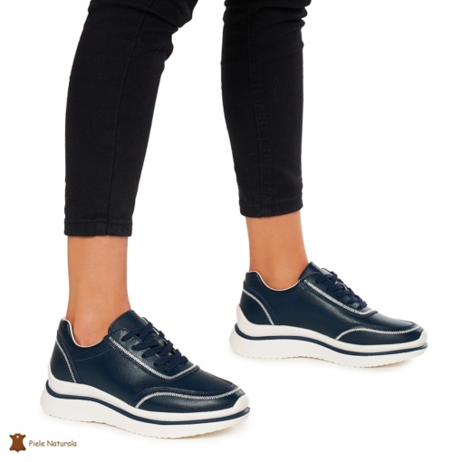 Pantofi casual dama din Piele naturală LF1325 BLEUMARIN - Img 2