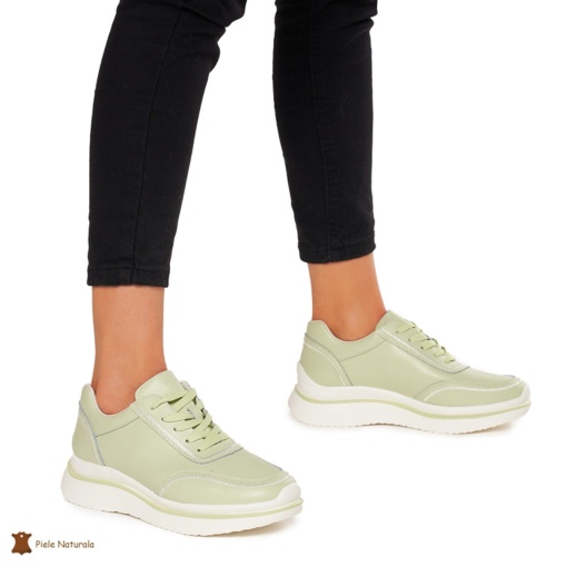 Pantofi casual dama din Piele naturală LF1325 VERDE - Img 2