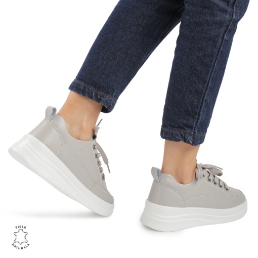 Pantofi casual dama piele naturala LF0869 GRI - Img 3