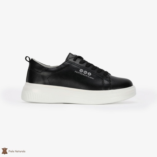 Pantofi Casual de dama din Piele naturala cu talpa groasa LF0494 Negru - Img 2