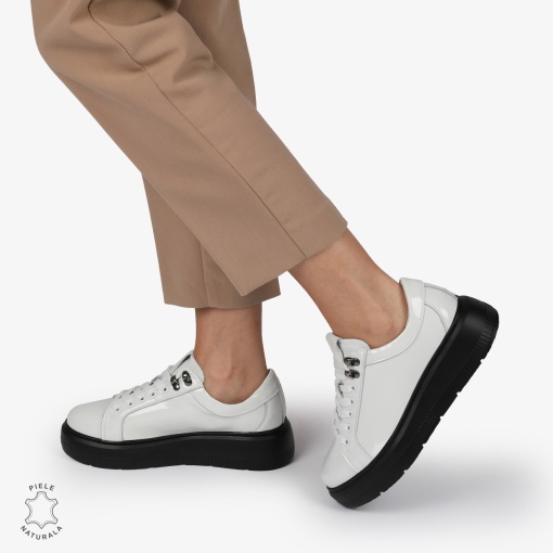 Pantofi CASUAL PIELE NATURALA LACUITA LF1294 ALB - Img 2