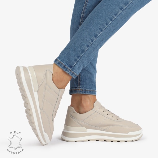 Pantofi Casual Piele Naturala LF1221 BEJ - Img 3