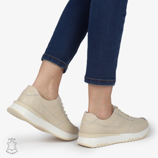 Pantofi casual piele naturala LF886 BEJ - Img 2