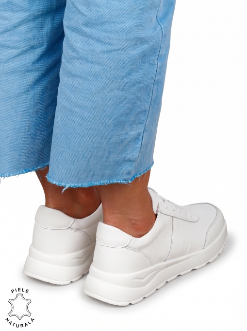 Pantofi casual sport damă din piele naturală LF1812 Alb - Img 2