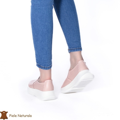 Pantofi Perforati Dama Piele naturală LF0100 ROZ - Img 3