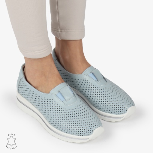 Pantofi Perforati Dama Piele naturală LF0104 ALBASTRU - Img 2