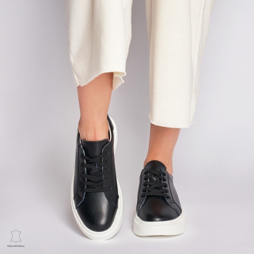 Pantofii casual de dama din piele naturală cu șiret comozi și versatili LF1447 - Img 3