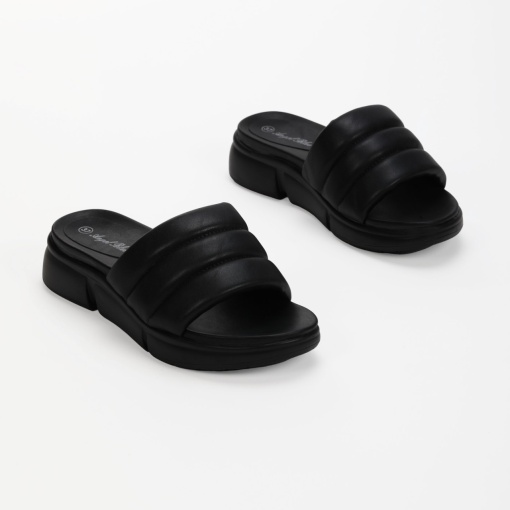 Papuci dama din Piele Ecologica negre LF0212 - Img 3