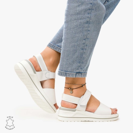 SANDALE Dama Piele Naturala CU BARETA LF1098 Culoare: ALB - Img 3