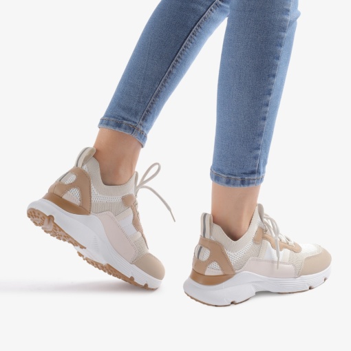 SNEAKERS dama din piele ecologica LF0709 BEJ - Img 3