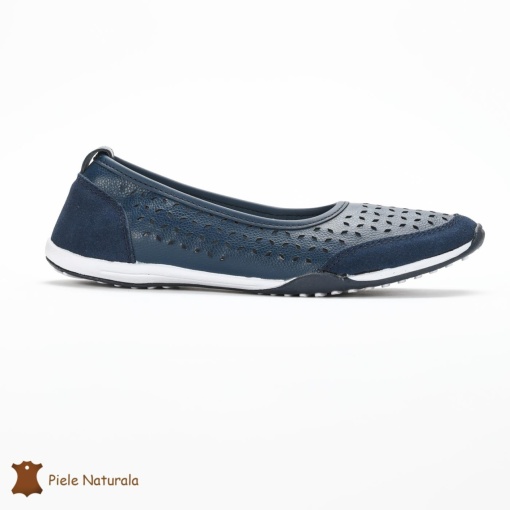 Balerini Bleumarin din Piele Naturala cu talpa flexibila LF0168 - Img 3